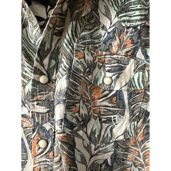 Ariat Retro Fit Men’s Tropical Leaf Print Short Sleeve Button Shirt Small - Picture 3 of 6
